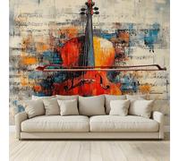 MKBKLI 3D Panoramic Custom Mural Wallpaper,Graffiti Abstract Guitar Instrument 300 x 210 cm (WxH) Wall Poster Decoration with Photo Effect for Living Room Bedroom Children's Corridor
