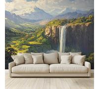 MKBKLI 3D Panoramic Custom Mural Wallpaper,Waterfall River Mountain Range 400 x 280 cm (WxH) Wall Poster Decoration with Photo Effect for Living Room Bedroom Children's Corridor