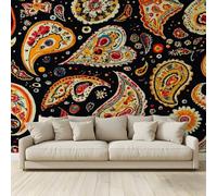 MKBKLI 3D Panoramic Custom Non-Woven Photo Bohemian Paisley Wall Mural 300x210 cm, Warm Art Print for Living Room Bedroom TV Backdrop Hotel Corridor Decor