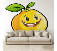 MKBKLI 3D Panoramic Custom Non-Woven Photo Cartoon Lemon Plant Wall Mural 300x210 cm, Warm Art Print for Living Room Bedroom TV Backdrop Hotel Corridor Decor
