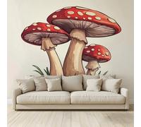 MKBKLI 3D Panoramic Custom Non-Woven Photo Cartoon Red Mushroom Wall Mural 350x256 cm, Warm Art Print for Living Room Bedroom TV Backdrop Hotel Corridor Decor