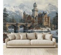 MKBKLI 3D Panoramic Custom Non-Woven Photo Vintage Fairy Tale Castle Wall Mural 350x256 cm, Warm Art Print for Living Room Bedroom TV Backdrop Hotel Corridor Decor