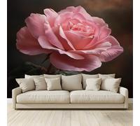 MKBKLI 3D Panoramic Custom Non-Woven Photo Vintage Pink Rose Wall Mural 250x175 cm, Warm Art Print for Living Room Bedroom TV Backdrop Hotel Corridor Decor