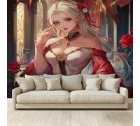MKBKLI Custom 3D Photo Wallpaper Anime Girl Mural Photo Large Poster Living Room Bedroom Tv Background Wall Home Decoration 350(W) X256cm(H)-7 Stripes
