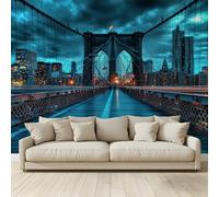 MKBKLI Custom 3D Photo Wallpaper Brooklyn Bridge Mural Photo Large Poster Living Room Bedroom Tv Background Wall Home Decoration 400(W) X280cm(H)-8 Stripes