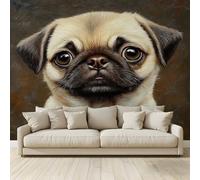 MKBKLI Custom 3D Photo Wallpaper Cute Pugs Mural Photo Large Poster Living Room Bedroom Tv Background Wall Home Decoration 200(W) X140cm(H)-4 Stripes