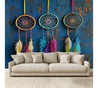 MKBKLI Custom 3D Photo Wallpaper Dream Catcher with Feathers Mural Photo Large Poster Living Room Bedroom Tv Background Wall Home Decoration 350(W) X256cm(H)-7 Stripes