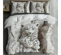 MKBKLI King Size Duvet Cover Sets Animal snow leopard tree 3d Print Ultra Soft Comfort Microfiber Stripe Bedding Quilt Cover 230x220 cm with 2 Pillowcases with Zipper Closure