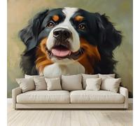 MKBKLI Modern 3D Custom Non-Woven Animal Dog Bernese Mountain Dog Photo Wall Mural 98x68 Inch 5 Stripes Wall Art for Living Room Bedroom Office TV Background Home Decor