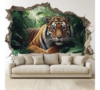 MKBKLI Mural Wallpaper Broken Animal Tiger Jungle Photo Backdrop Non-Woven Poster Picture Art Print for Living Room Bedroom TV Theme Hotel Warm Décor Papel 400 (W) x 280 (H) cm