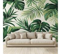 MKBKLI Mural Wallpaper Green Palm leavesfoliage Photo Backdrop Non-Woven Poster Picture Art Print for Living Room Bedroom TV Theme Hotel Warm Décor Papel 300 (W) x 210 (H) cm
