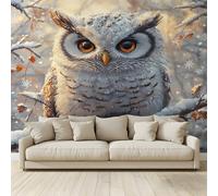 MKBKLI Mural Wallpaper Owl Sitting Branch Photo Backdrop Non-Woven Poster Picture Art Print for Living Room Bedroom TV Theme Hotel Warm Décor Papel 300 (W) x 210 (H) cm