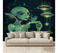 MKBKLI Photo Wallpaper Cartoon Style Green Aliens Poster Picture Non-Woven Mural 3D Panoramic Custom Wall Art Print Living Room Bedroom TV Backdrop Corridor Decoration 300 (W) x 210 (H) cm