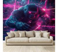 MKBKLI Photo Wallpaper Cyberpunk Animal Gorilla Poster Picture Non-Woven Mural 3D Panoramic Custom Wall Art Print Living Room Bedroom TV Backdrop Corridor Decoration 250 (W) x 175 (H) cm