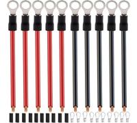 MKBKLLJY 10 pcs 12AWG O Ring Terminal Cable 150mm Battery Power Tinned Copper Cable for Motorcycle Car Tractor Lawn Mower, with Heat Shrink Tube O-type Cold-pressed Terminal