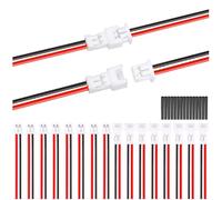 MKBKLLJY 10Pairs 1.25mm JST 2Pin Micro Electrical Male and Female Connector Plug with 26AWG 100mm Red Black Connector Wire Cable and Heat Shrink Tube for Indoor 3D Plane Twinkle Light LED Belt Light