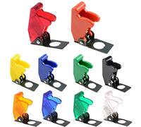 MKBKLLJY 10Pcs 12mm/0.47inch Mounting Hole Safety Flip Covers Multicolor Dustproof Waterproof Cap for Toggle Bat-Handle Switch 10Color(Red/Yellow/Blue/Green/Black/Transparent etc.)