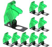 MKBKLLJY 10Pcs 12mm/0.47inch Mounting Hole Transparent Green Safety Flip Covers Dustproof Waterproof Plastic Cap Aircraft Guard Cover for Toggle Bat-Handle Switch Heavy Duty Toggle Rocker Switch