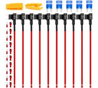 MKBKLLJY 10PCS 12V Car Add-a-Circuit Fuse Tap Adapter with 15A Mini ATM APM Blade Fuse Holder Fuse Puller 6.3 Terminal Male Female for Automotive Car Trucks Boat RV Camper SUV ATV UTV LED Strip
