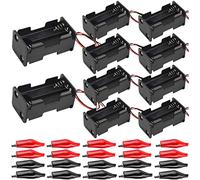 MKBKLLJY 10Pcs 4 x 1.5V AA Batteries Battery Holder,Black 6 Volt Thicken Plastic Battery Case Box with Wire,Leads,Alligator Clips for DIY and dc equipment