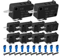 MKBKLLJY 10PCS Microwave Oven Door Switch Replacement Part Snap Action Button Micro Switch KW7-0 Normally Closed 2 Pin 16A 250V / 125V AC, 0.6A 125V / 0.3A 250V DC with Cold Pressed Connector Screw