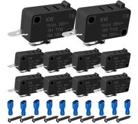 MKBKLLJY 10PCS Microwave Oven Door Switch Replacement Part Snap Action Button Micro Switch KW7-0 Normally Open 2 Pin 16A 250V / 125V AC, 0.6A 125V / 0.3A 250V DC with Cold Pressed Connector Screw