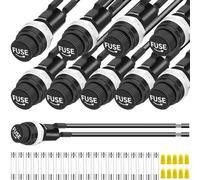 MKBKLLJY 10PCS Panel Mount Fuse Holder 6x30mm Screw Cap 12V DC 250V AC Waterproof with Pre-Soldered Wires, 10A/15A Fast-Blow Glass Tube Fuses, Terminal Cap, for Automobiles Household Appliances