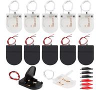 MKBKLLJY 12 Pcs Button Battery Holder CR2032 1 X 3V Coin Cell Holder Black/Transparent Battery Storage Boxes Cover with Wires 14.8cm/5.8inch On Off Switch Socket Container with Alligator Clip