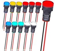 MKBKLLJY 12 Pcs Energy Saving LED Indicator Light Mounting Hole Size 22mm 110V 20mA AC Signal Lamp Panel Indicator 5 Color(Red/Bule/Green/White/Yellow) with 24Pcs Terminal Wires for Car Truck Boat