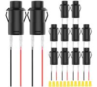 MKBKLLJY 12Pcs 12mm Latching Black Mini Push Button Switch AC 250V/1.5A 125V/3A SPST 2Pin Snap-in Design Micro Round Switch with Terminal Wires and Wiring Cap for Car Boat PC Table Lamp DIY Model
