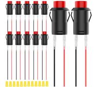 MKBKLLJY 12Pcs 12mm Momentary Red Mini Push Button Switch AC 250V/1.5A 125V/3A SPST 2Pin Snap-in Design Micro Round Switch with Terminal Wires and Wiring Cap for Car Boat PC Table Lamp DIY Model