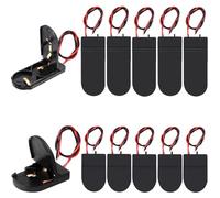 MKBKLLJY 12PCS Button Battery Holder Coin Cell Holder 1 X 3V / 2 X 3V CR2032 Battery Storage Boxes Cover with Wires 14.8cm/5.8inch Slide Button On ON-Off Switch Socket Container (Black)