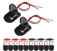 MKBKLLJY 12Pcs CR2032 1 X 3V Battery Holder Battery Storage Boxes Cover,Black Button Battery Holder Coin Cell Battery Holder with Switch,Wires,On ON-Off Switch and Alligator Clips