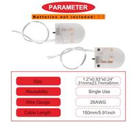 MKBKLLJY 12Pcs CR2032 1 X 3V Battery Holder Battery Storage Boxes Cover,Clear Button Battery Holder Coin Cell Battery Holder with Switch,Wires,On ON-Off Switch and Alligator Clips for Electronic DIY