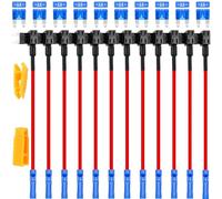 MKBKLLJY 12PCS Mini Fuse Taps 12V Car Add-a-Circuit Fuse Tap Adapter with 15A Mini ATM APM Blade Fuse Holder Fuse Puller Heat Shrink Butt Connector Automotive Fuse Kit for Car Truck Boat RV
