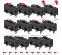 MKBKLLJY 12PCS Mini Micro Limit Switch AC 5A 125V 250V Roller Lever Arm No Rod Short Lever Arm Semi-Circular Arc Bending Lever Arm Long Lever Arm Very Long Straight Hinge Lever Arm Switch