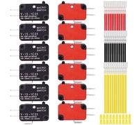 MKBKLLJY 12Pcs Snap Action Button Micro Limit Switch Cherry Button 125V/250V 16A SPDT 1NO 1NC for Microwave Oven Door Arcade V-15-1C25 with 36pcs Terminal Wires