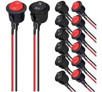 MKBKLLJY 14Pcs 20mm Mini Round Rocker Switch ON/Off Latching Toggle Switch SPST 2Pin Snap-in Design with Pre-Wired wires AC 6A 250V 10A 125V 12V DC for Car Automotive Boat 2Color(Black/Red)