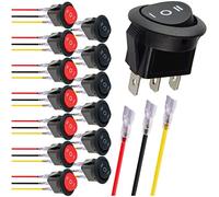 MKBKLLJY 14Pcs 2Way Round Rocker Switch 12V 3Pin 3Position ON/Off/ON 6A/250V AC 10A/125V DC SPDT 20mm/0.79in Circle Toggle Switch with Terminal Wires for Auto Car Marine Boat