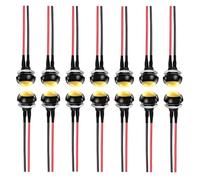 MKBKLLJY 14Pcs Yellow Momentary Push Button Switch 12mm AC 110V 250V 1A SPST 2Pin Waterproof Mini Round Switch 12V24V36V DC 2Positions ON Off Switch with Pre-wired Wires for Car Boat Truck