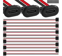 MKBKLLJY 15 PCS Type-C Female Chassis 2 Pin UL1007 Solder Wire 5V 3A USB-C Ports Socket Direct Crimp Fast Charger Plug Mini Outlet Cable Extension Connector with Card Buckle Black Heat Shrink Tubing