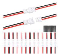 MKBKLLJY 15Pairs 1.25mm JST 2Pin Micro Electrical Male and Female Connector Plug with 26AWG 100mm Red Black Connector Wire Cable and Heat Shrink Tube for Indoor 3D Plane Twinkle Light LED Belt Light