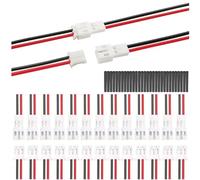 MKBKLLJY 15Pairs JST-PH 2.0 Male and Female Connector Cable with UL1007 22AWG 100mm Red Black Connector Wire Cable and Heat Shrink Tube for Tiny Drone Battery Terminal LED Lead Light Strip Automobiles