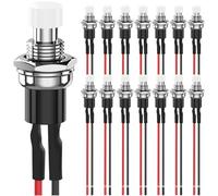 MKBKLLJY 15Pcs 7mm White Momentary Push button Switch 1A 100V 110V 220V 250V AC 2Pin SPST ON OFF 1A 12V 24V 36V DC Mini Micro Round Switch with Pre-wired Wires for Car Boat Motorcycle Coffee pot