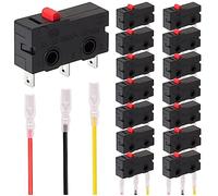 MKBKLLJY 15Pcs Mini Micro Limit Switch 5A 125 250V AC SPDT 1NO 1NC Momentary Switch Snap Action Button Type 3 Pins with 45Pcs Terminal Wires