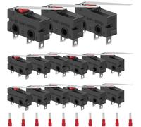 MKBKLLJY 15PCS Mini Micro Limit Switch AC 5A 125V 250V SPDT 1NO 1NC Long Straight Hinge Lever Arm 28mm Switch Snap Action Button Type 3 Pins KW11-3Z03 ON/OFF With 2.8 Terminal for Rice Cookers