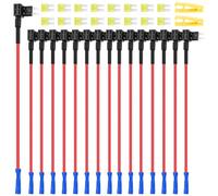MKBKLLJY 16 Pcs Micro 2 Fuse Tap,12V Car Add-a-Circuit Fuse TAP Adapter,with 20 Amp Micro 2 APT ATR Blade Fuse Sets,Fuse Puller and Heat Shrink Butt Connector,for Cars Trucks Boats