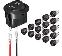 MKBKLLJY 16Pcs Round Rocker Switch 12V ON Off Switch 12 Volt DC Circle Toggle Switch 2 Pin SPST 2 Position 6A/250V 10A/125V AC 20mm Mini Rocker Switch with Terminal Wires for Auto Car Marine Boat