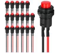 MKBKLLJY 18Pcs Momentary Switch 12mm Red Push Button Switch AC 250V / 1.5A 125V / 3A Without LED Mini ON Off Switch 2Positions Micro Round Switch 12V24V36V with Pre-wired Wires for Car Boat Car Horn