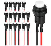 MKBKLLJY 18Pcs Momentary Switch 12mm White Push Button Switch AC 250V / 1.5A 125V/3A Without LED ON Off Switch 2Positions Micro Round Switch 12V24V36V with Pre-wired Wires for Car Boat Home Doorbell